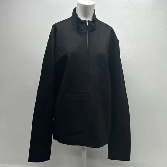 COS Coat Bomber Jacket Long Sleeve Pockets Full Zip Black Heavyweight Size XL - Picture 1 of 9